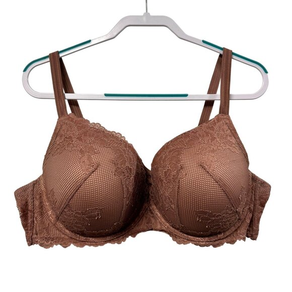 Torrid Curve Pushup Plunge XO Corset Bra 46C Blush Mauve Lace Underwire Padded - Picture 1 of 11